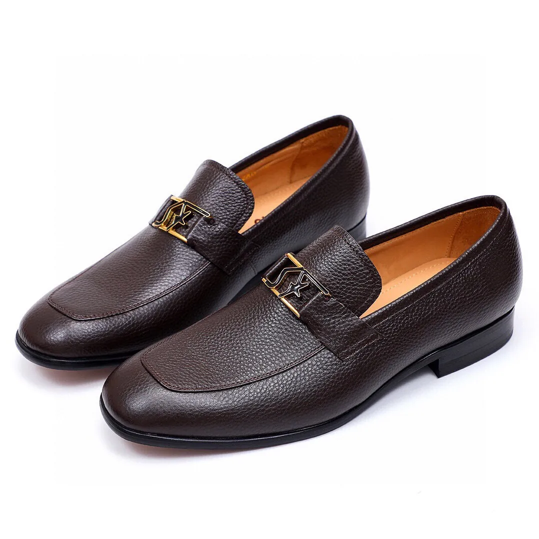 Men's Men's Shoes 💰540 💐[Ferragamo/Ferragamo] New 🐲Ferragamo* Ferragamo classic formal leather shoes! It uses imported first-layer pebbled cowhide leather upper + luxurious hardware buckle, and the inner first-layer comfortable cowhide leather lining! Original wear-resistant rubber outsole! Code number 38-44 (45🉑️customized)